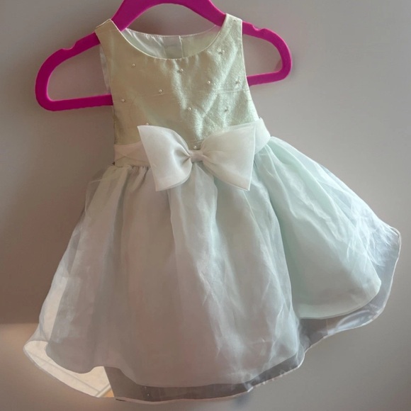 Bonnie baby dress EUC (very light green with white /silver beading) - Picture 1 of 12
